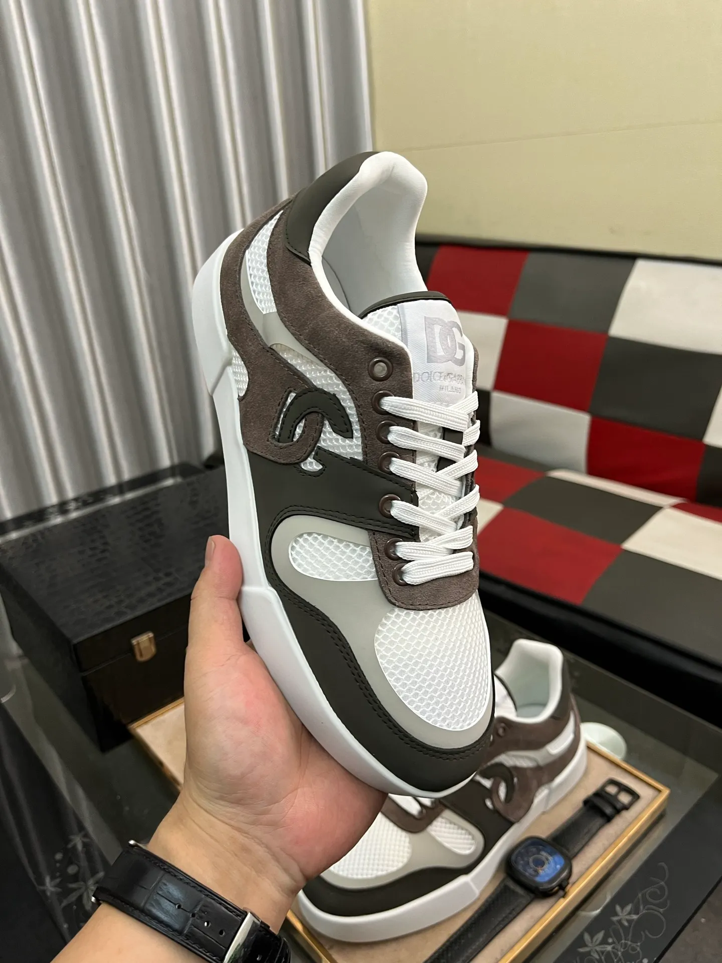 Men's shoes 💰440⌚️⌚️【DG～】Men's casual shoes are on sale at the same time 🔶🔷🔜The upper is made of cowhide stitching fabric ➕Mesh lining, comfortable and breathable, sole: original comfortable and wear-resistant outsole, ⚠️The real thing📱Photographed🎬The real thing is better📢📢📢Number: 35-46